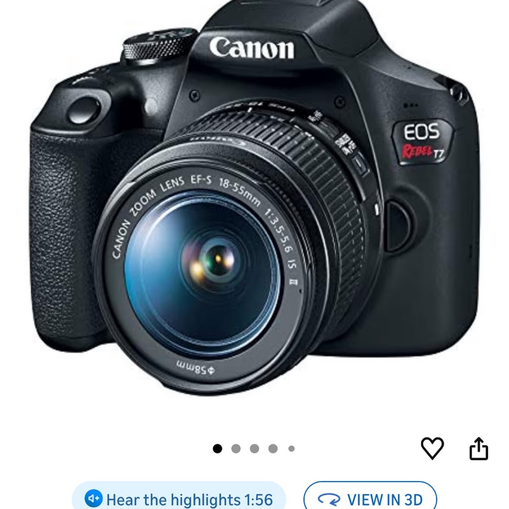 Canon EOS Rebel T7 Black DSLR with 18-55mm Kit Lens